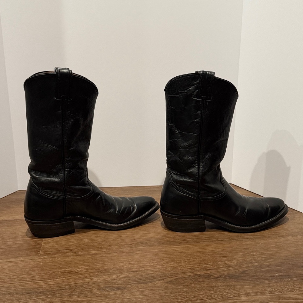 Nocona Black Leather Western cowboy Boots size 9 1/2 - Picture 12 of 13